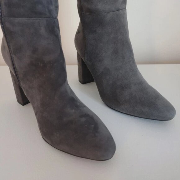 🔥WHITE HOUSE BLACK MARKET Sz 9 BLACKENED PEARL SUEDE Stud Strap Zipper Boots - Picture 3 of 8